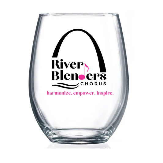 River Blenders Printed Stemless wine glass