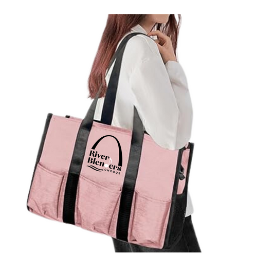 River Blenders - Tote Bag with Compartments, Large Multi Pockets Tote Bag with Zipper