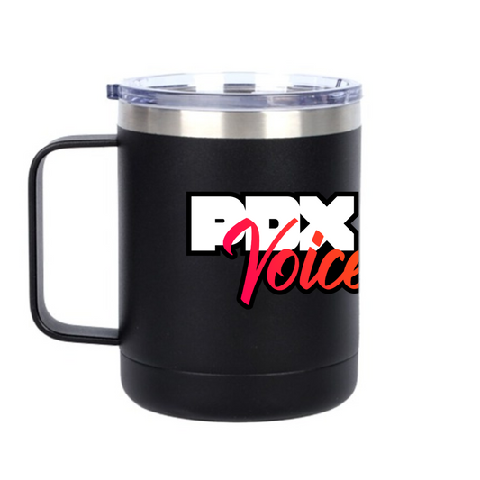 PDX Voices - Printed Coffee Mug 10 oz with Lid and Handle