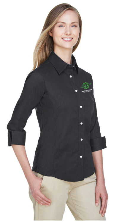 SCS- Fitted - Embroidered Devon & Jones Perfect Fit™ 3/4-Sleeve Stretch Poplin Blouse