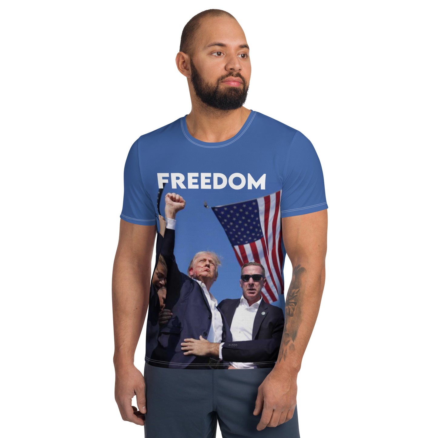 Freedom - Printed Men's Athletic T-shirt