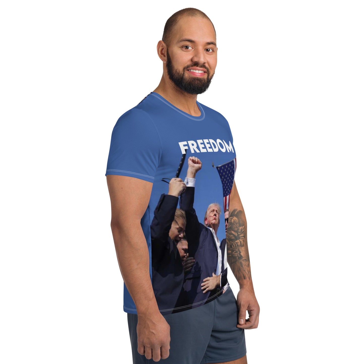 Freedom - Printed Men's Athletic T-shirt