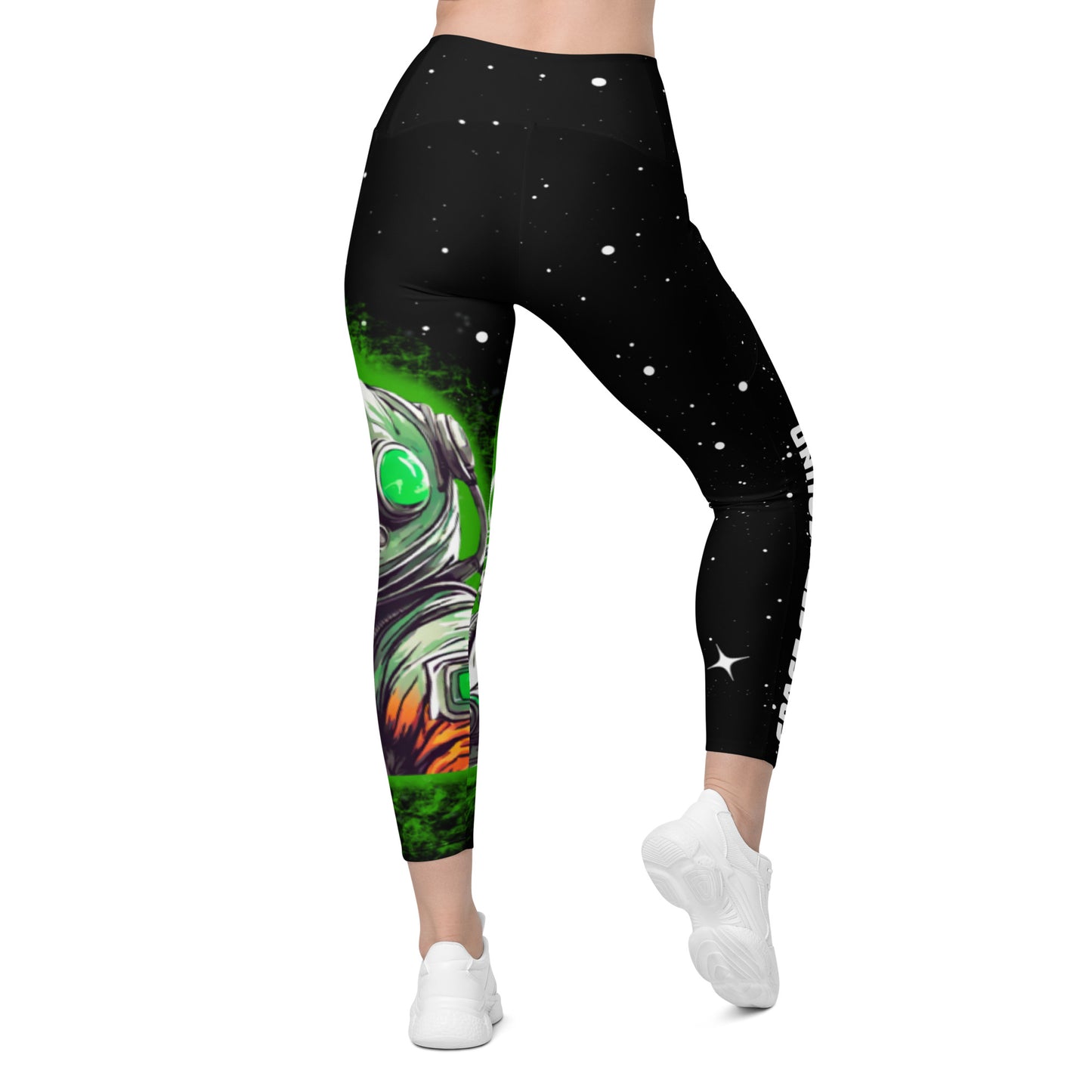 Space city sound- printed kitty Leggings with pockets