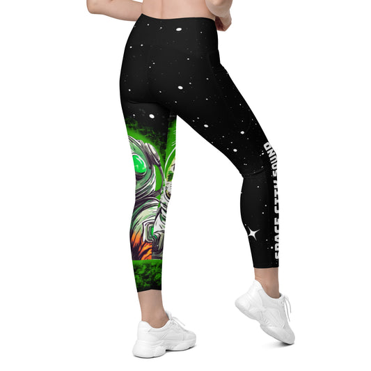 Space city sound- printed kitty Leggings with pockets