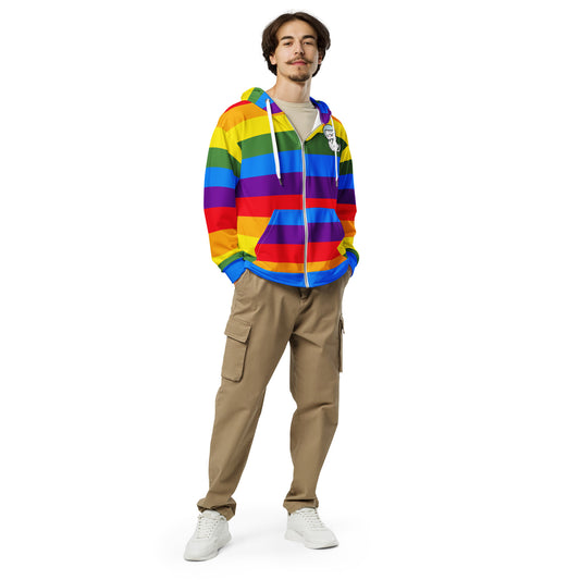 Space City Sound - Rainbow Pride logo - Printed Unisex zip hoodie