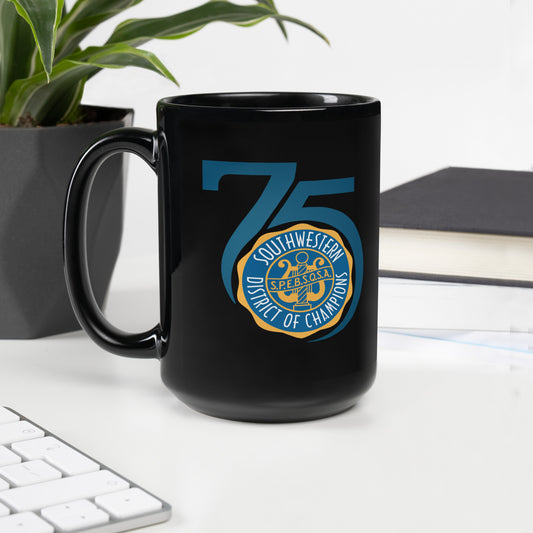 SWD - 75th Anniversary Printed Black Glossy Mug