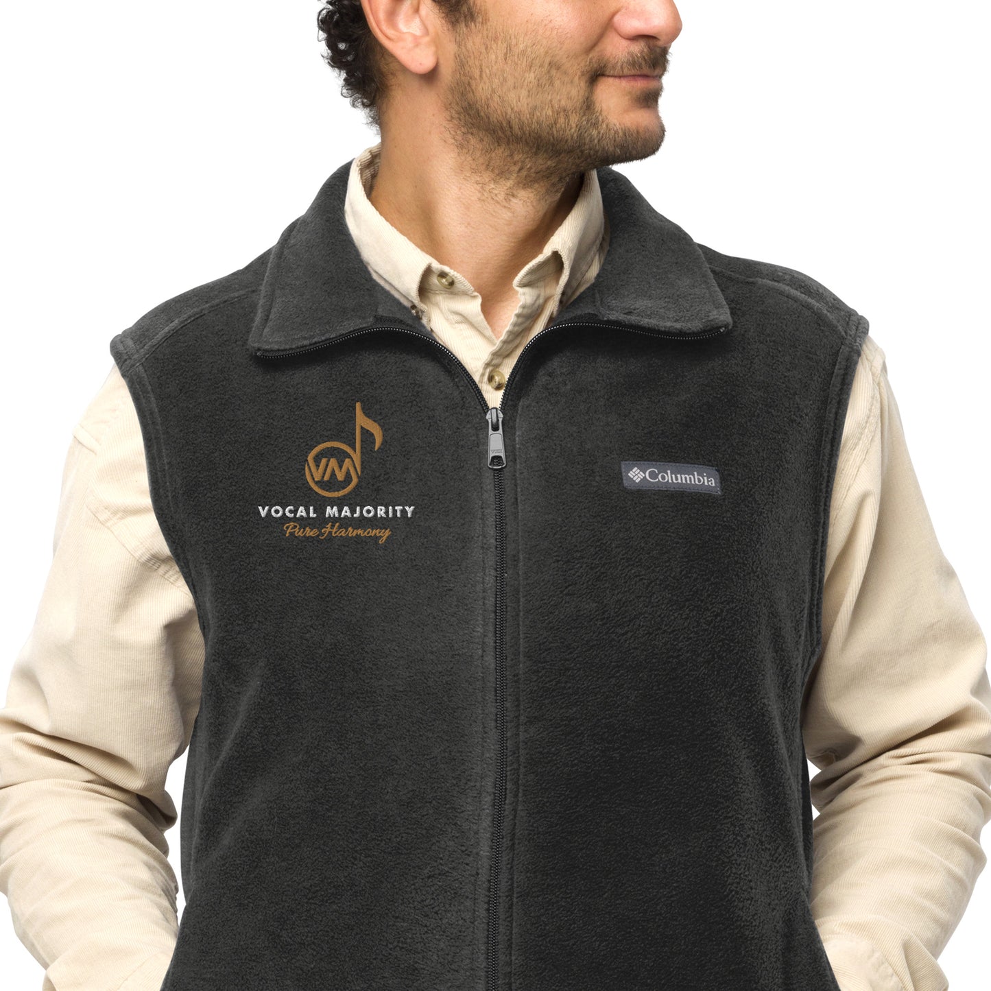 Vocal Majority Embroidered Men’s Columbia fleece vest