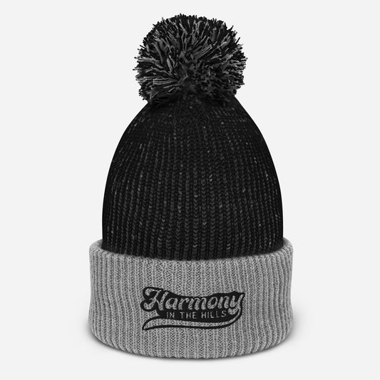 Harmony in the Hills - Embroidered Pom-Pom Beanie