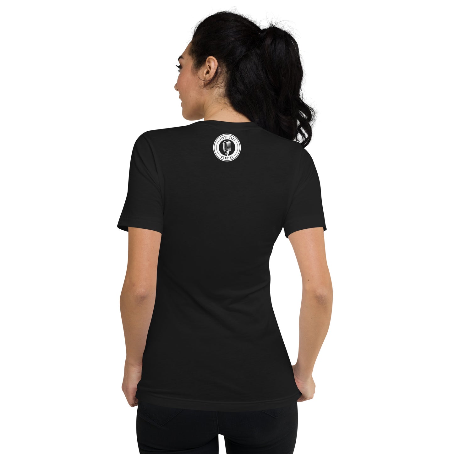 First Take - Printed Unisex Short Sleeve V-Neck T-Shirt