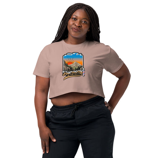 Harmony in the Hills - Printed Women’s crop top