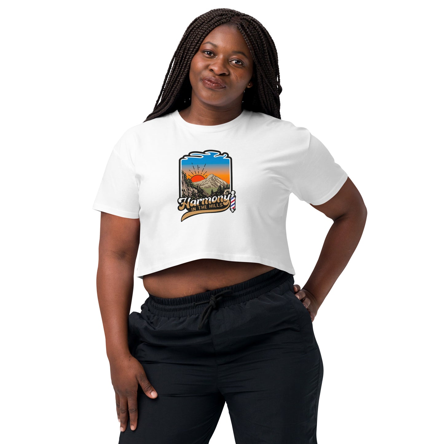 Harmony in the Hills - Printed Women’s crop top