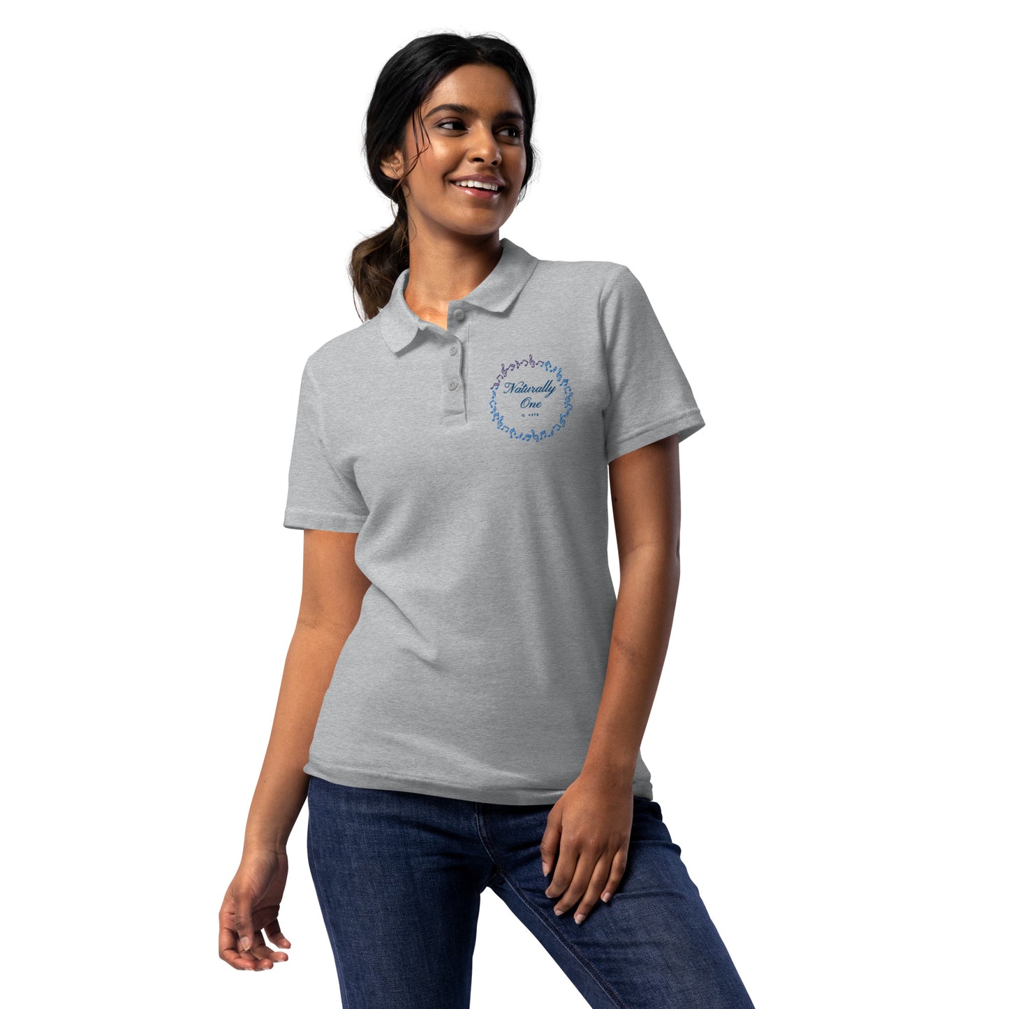 Naturally One - Embroidered Women’s pique polo shirt