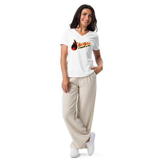 Hot Notes - Printed Women’s relaxed v-neck t-shirt