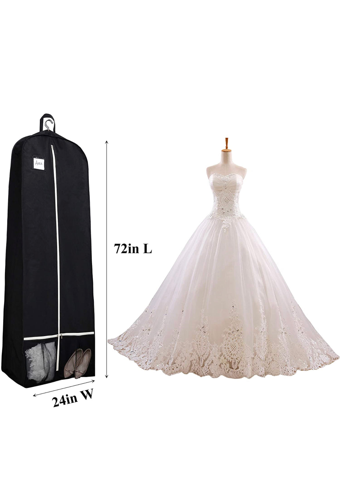 SCS - Embroidered Extra long Garment Bags for Dresses, Coats, Suits, etc.