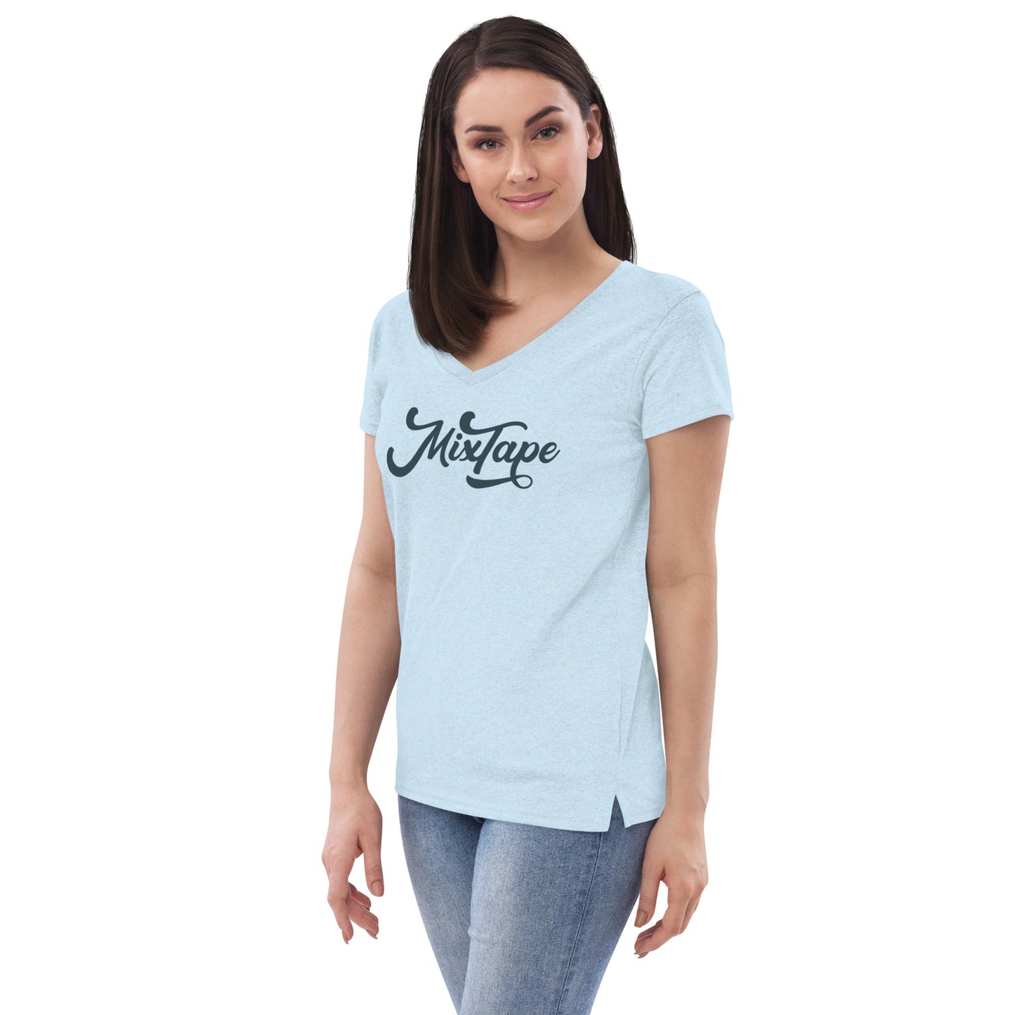 MixTape Logo: Printed Women’s recycled v-neck t-shirt