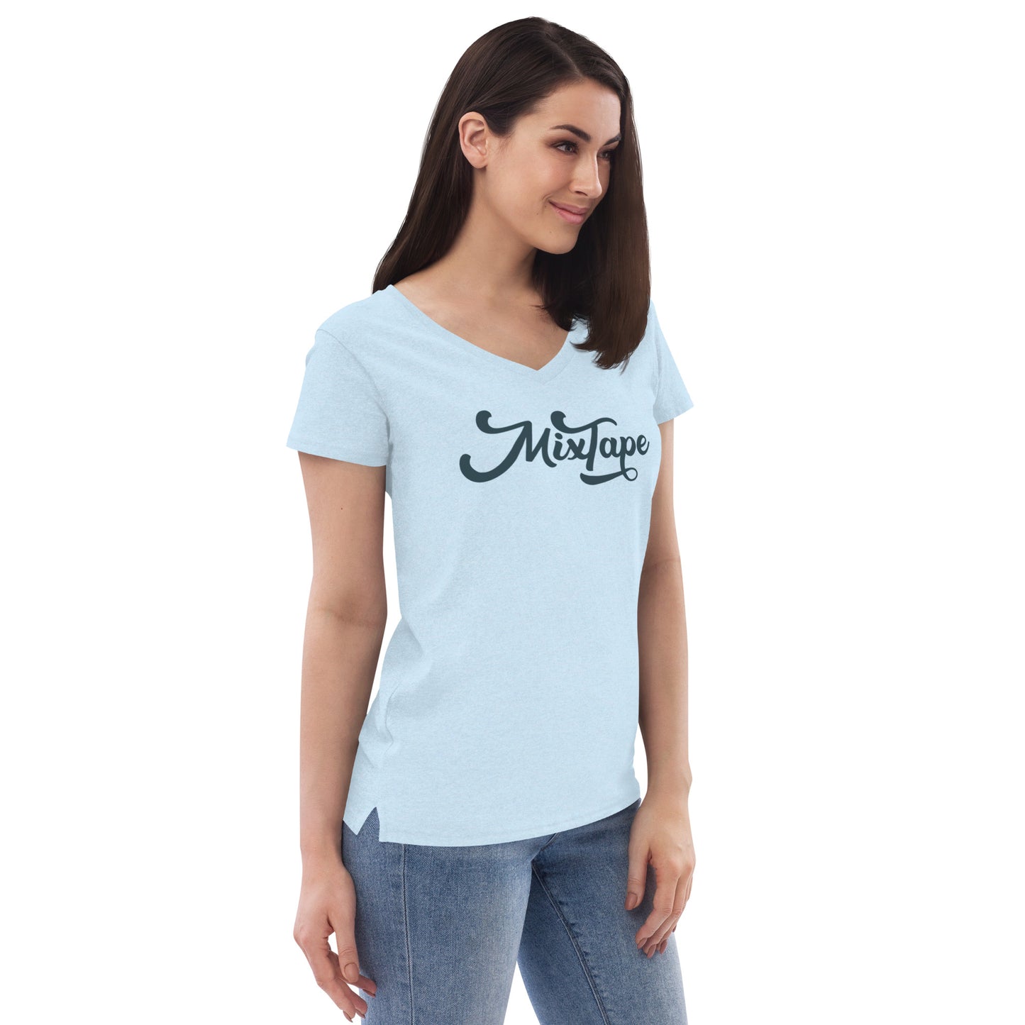 MixTape Logo: Printed Women’s recycled v-neck t-shirt