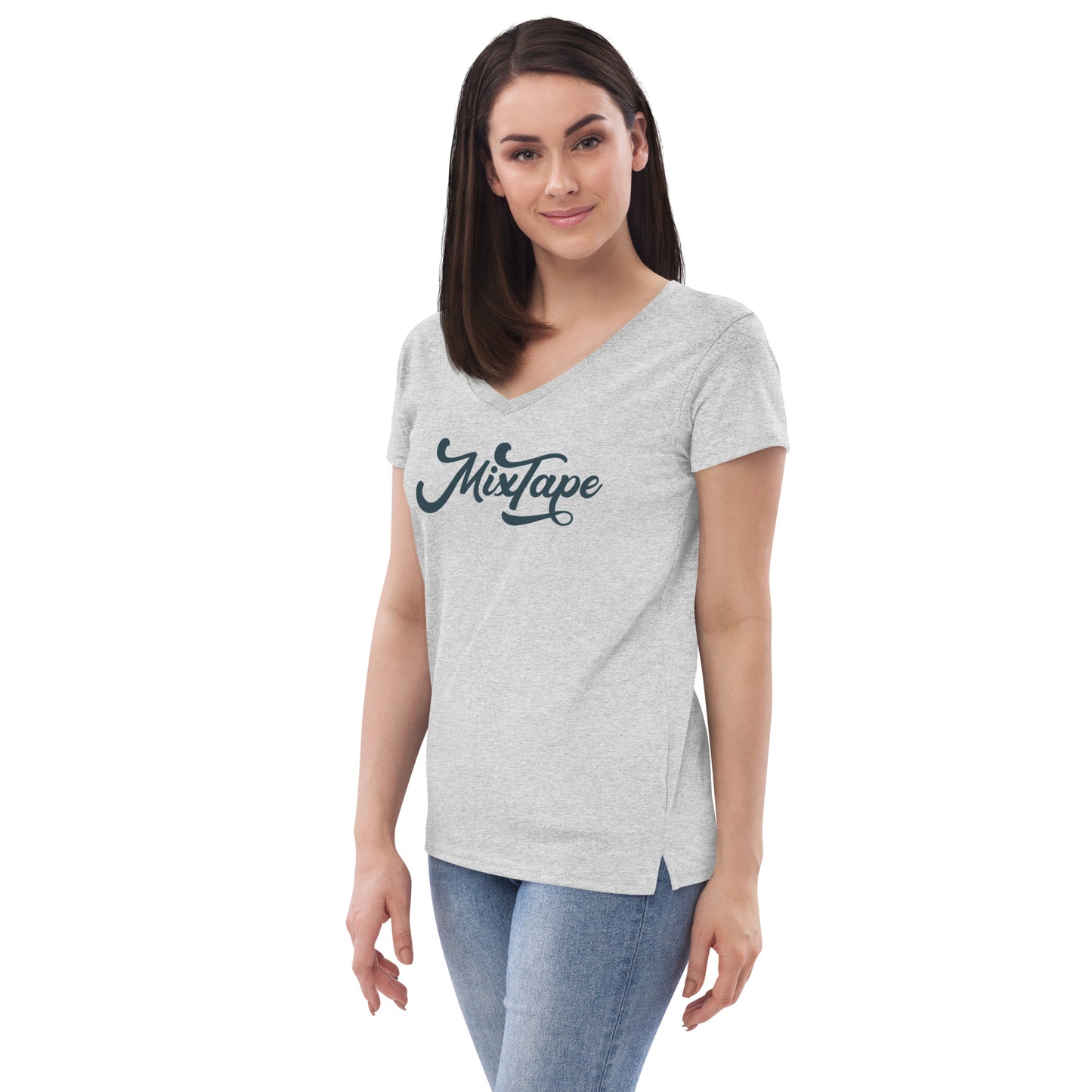 MixTape Logo: Printed Women’s recycled v-neck t-shirt